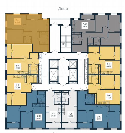 2-к. квартира, 67,6 м², 5/25 эт.