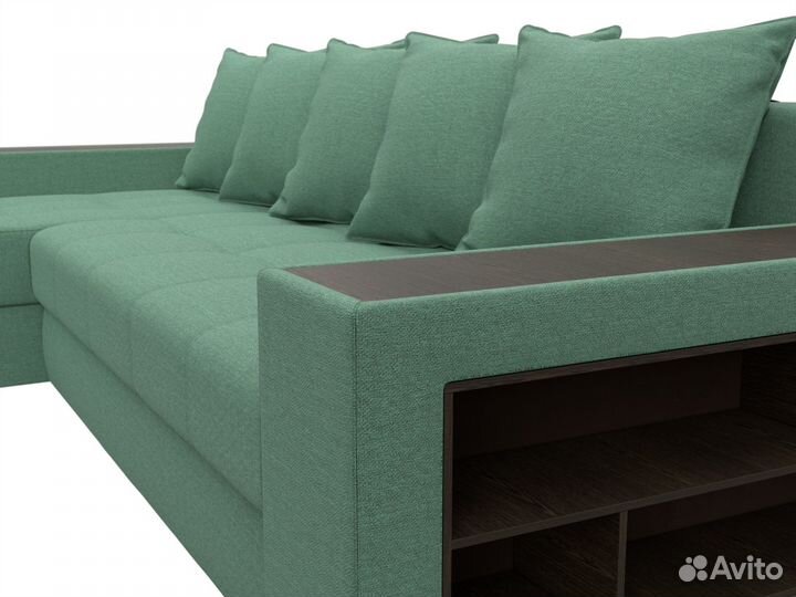 Диван угловой Дубай левый угол, рогожка, амур зеленый