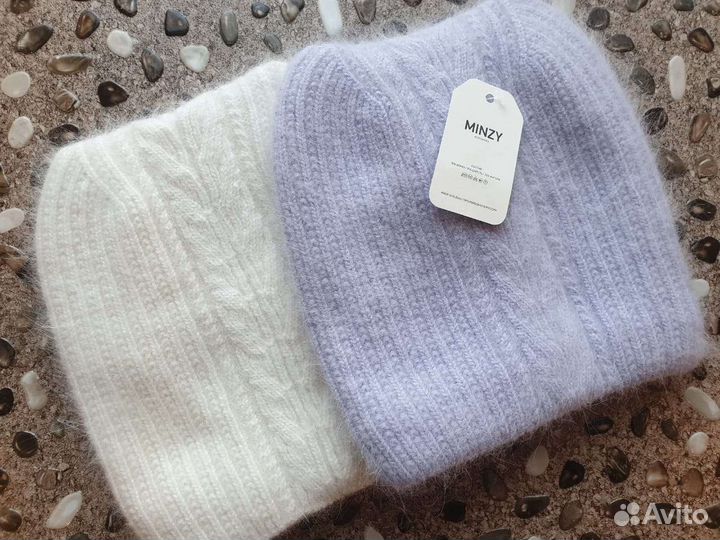 Шапка из ангоры на флисе