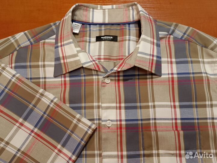 Walbusch Новая рубашка в клетку хаки 43/44