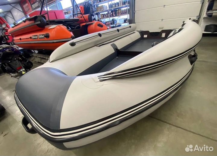Лодка пвх allaska-390 drive LUX серый-темно-серый