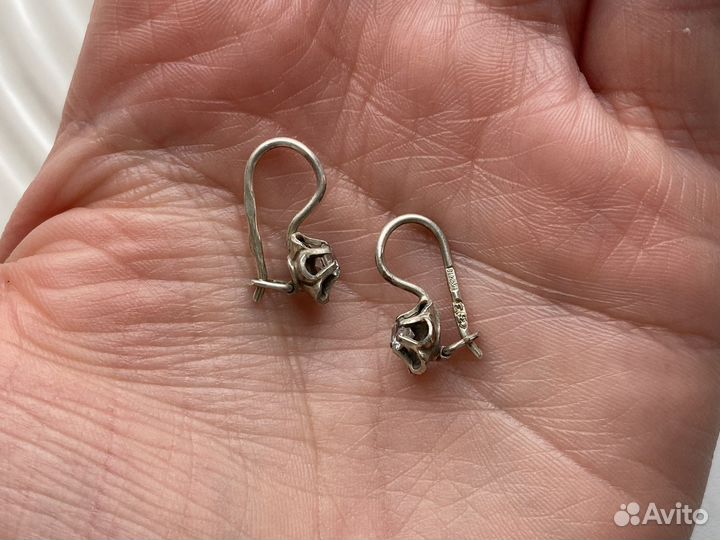 Серебряные серьги с фианитами СССР