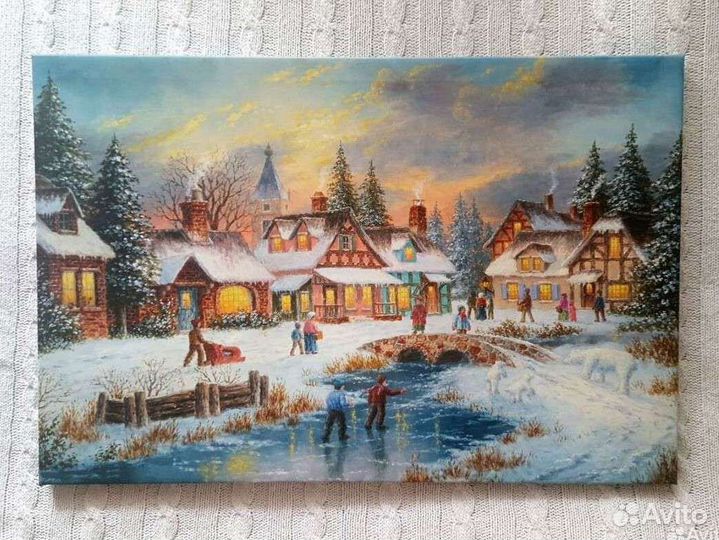 Новая картина на холсте 40*60 см со светодиодами