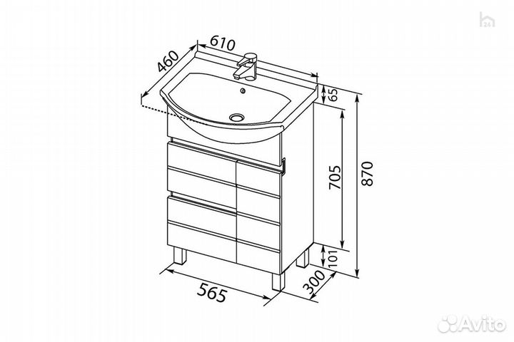 Тумба под раковину для ванной 60 Доминика