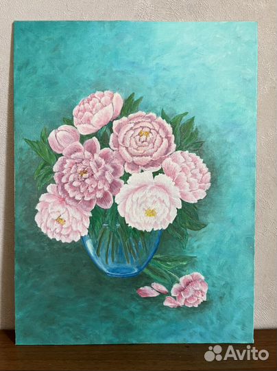 Картина маслом Пионы