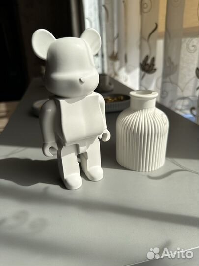 Статуэтка медведь интерьерный белый бетон новый