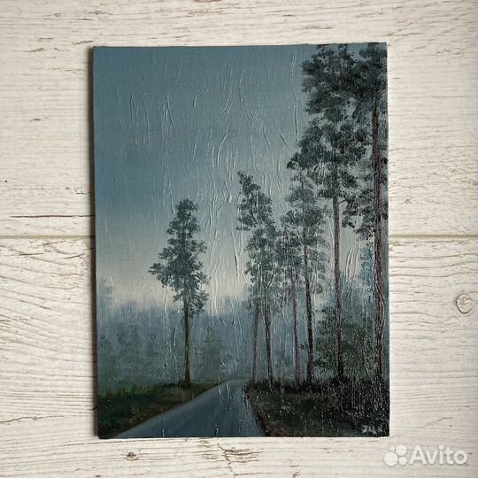 Картина маслом лесной пейзаж