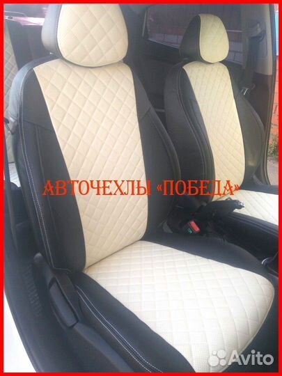 Чехлы Hyundai Solaris 1 Sd из экокожи чёрно-белые