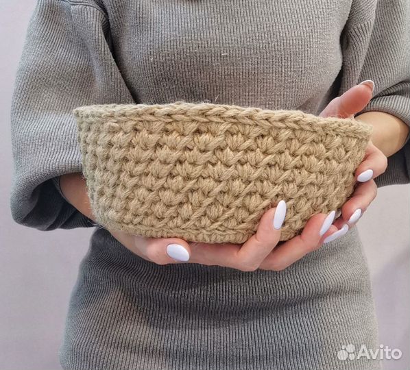 Корзинка Интерьерная из джута. Ручная вязка
