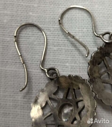 Серебряные серьги 875 звезда винтаж