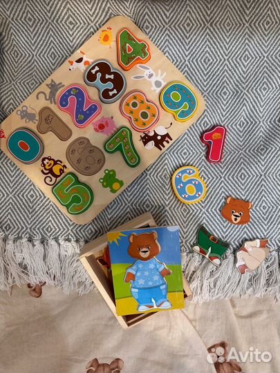 Деревянный сортер монтессори. Вкладыш цифры