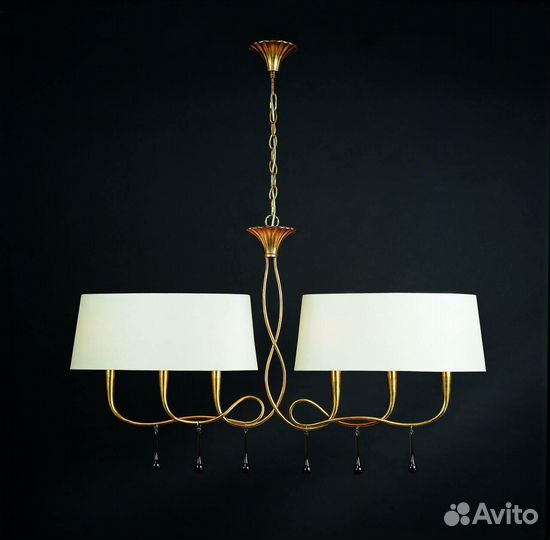 Люстра подвесная металл и текстиль в спальню