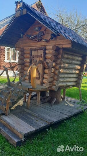 Деревянный детский домик избушка на курьих ножках