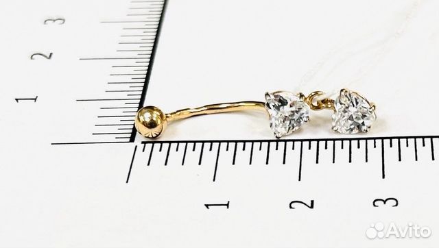 Золотой пирсинг с камнем