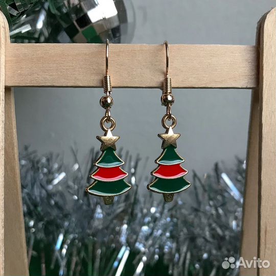 Серьги новогодние бижутерия