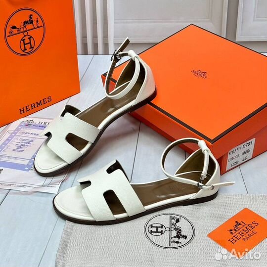 Босоножки Hermes 36-40 нат. кожа