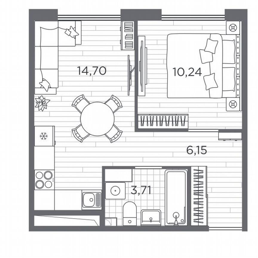 1-к. квартира, 34,8 м², 4/5 эт.