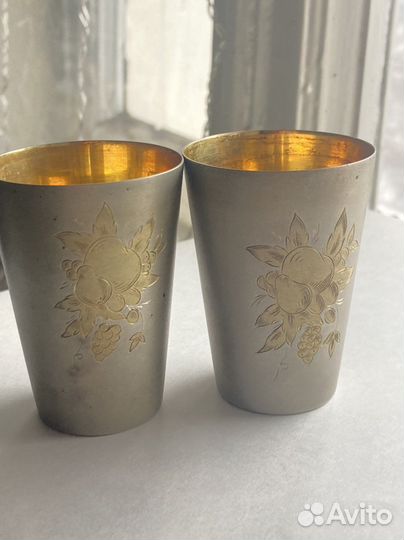 Серебряные рюмки с позолотой