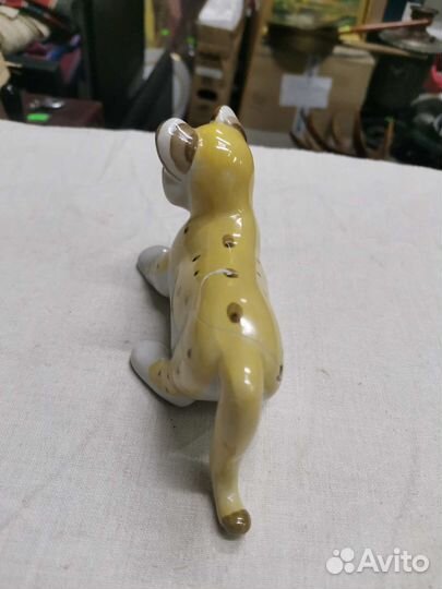 Статуэтка Львёнок Фарфор Вербилки СССР Редкий (Ч)