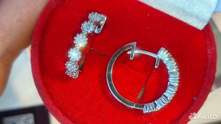 Серьги конго с муассанитами D VVS1 3 мм 1,2ct 925