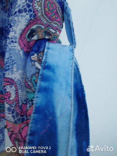 Батник женск 52-56 с джинсовыми вставками. Легкий