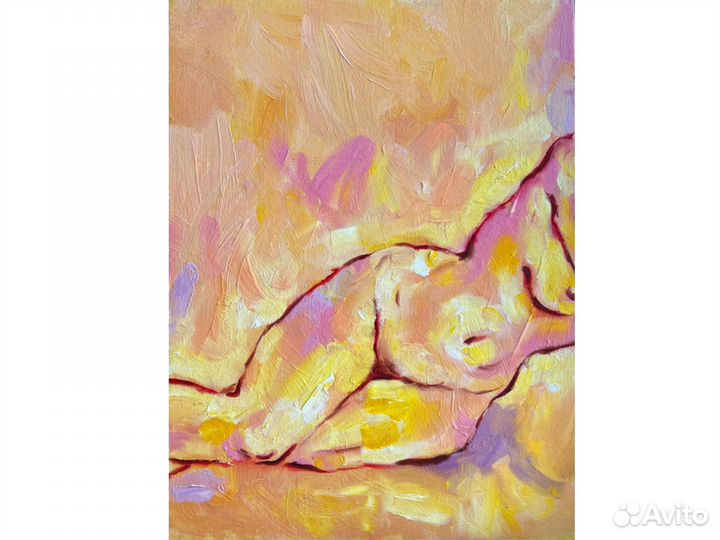 Картина маслом, девушка, ню 40/30 см