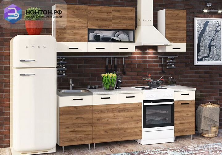 Кухня Рио 1.7 м дуб крафт / бежевый