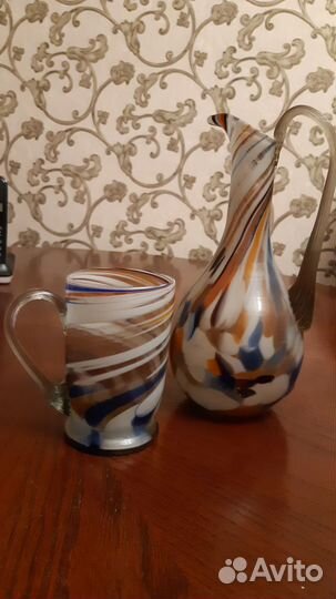 Кувшин и кружка, гутное стекло