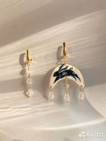 Керамические серьги с золотым напылением