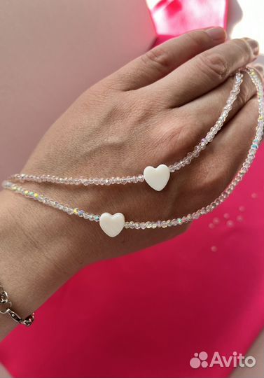 Чокер блестящий с перламутром