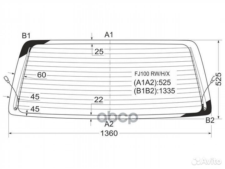 Стекло заднее (Цвет зеленый/ Обогрев) Toyota Land