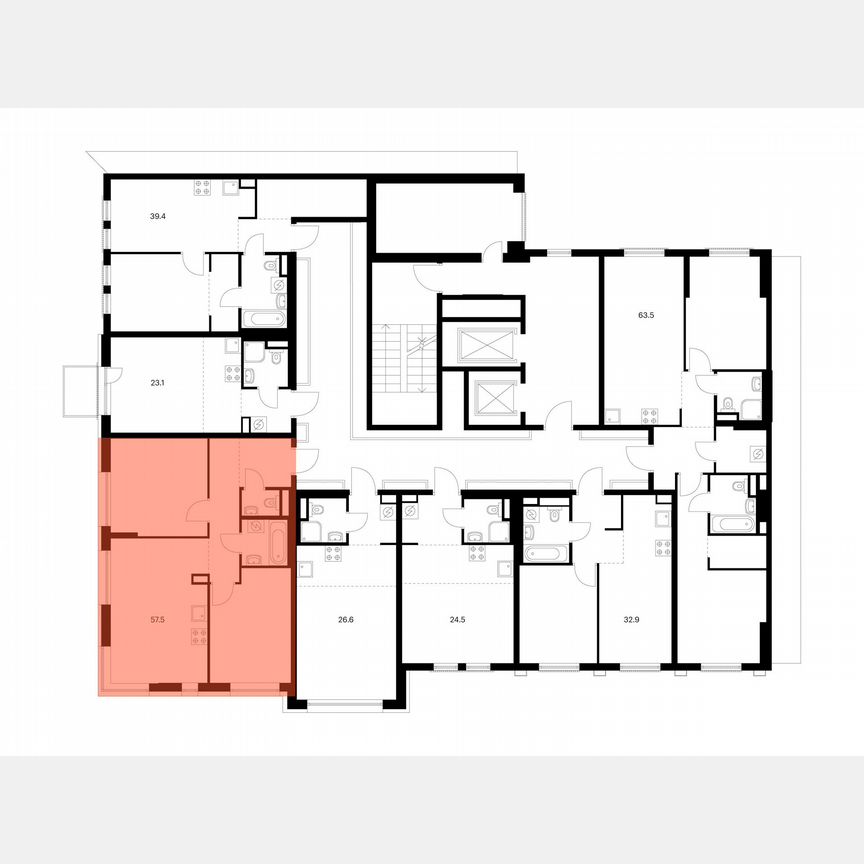 2-к. квартира, 57,5 м², 3/12 эт.