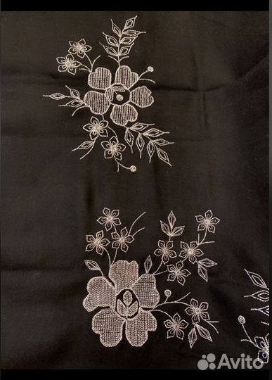 Платок большой шарф тонкая шерсть Винтаж Япония