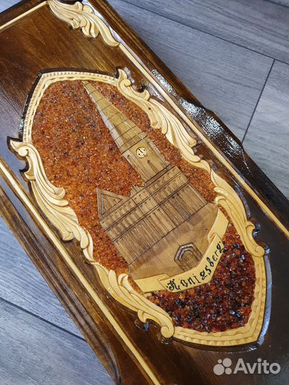 Нарды ручной работы с янтарем