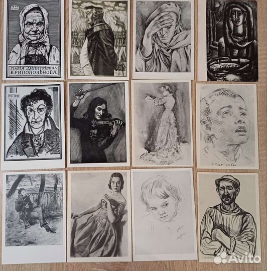 Графический портрет, 84 открытки, 1950-80е