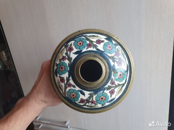 Чаша для керосинки с эмалями латунь