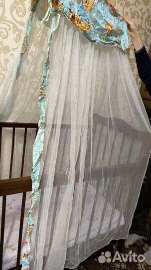 Балдахин на кроватку и простынь на рещинке 120/60