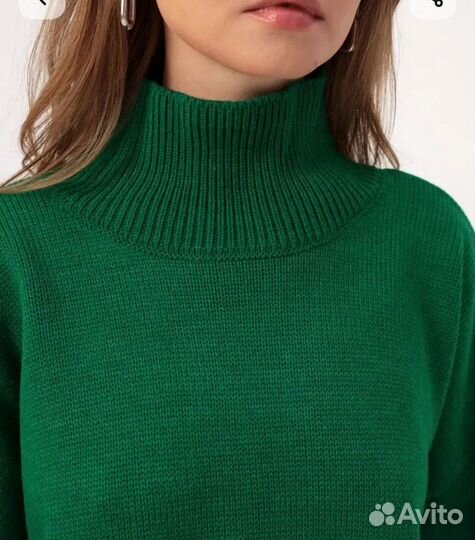 Свитер с горлом оверсайз, р. S зеленый