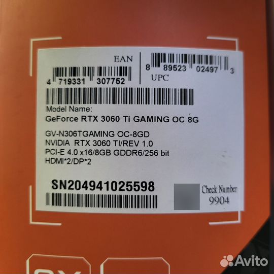 Видеокарта GeForce RTX 3060 Ti gaming OC 8g