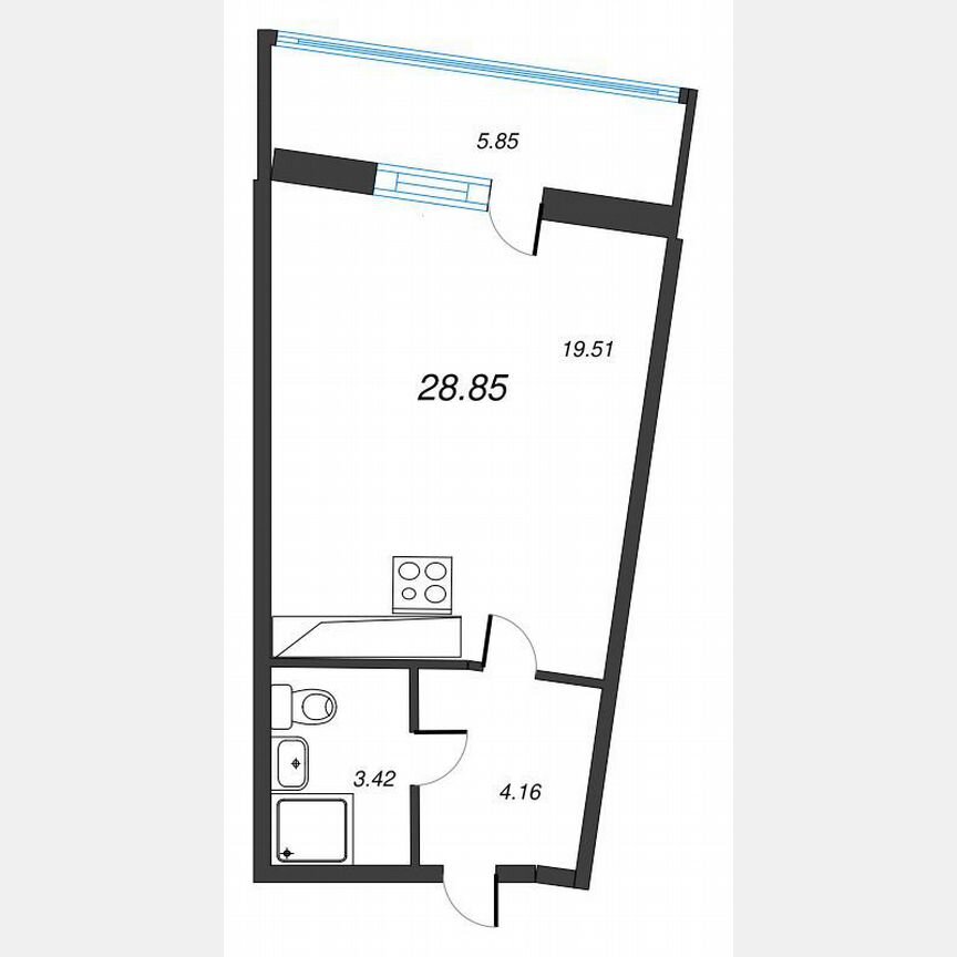 Квартира-студия, 32,9 м², 19/22 эт.