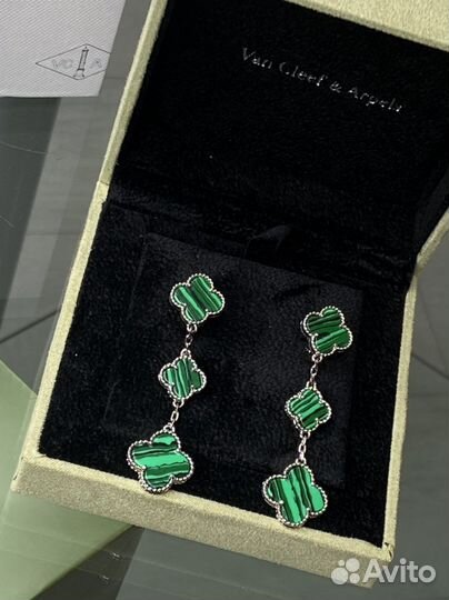 Серьги малахит van cleef