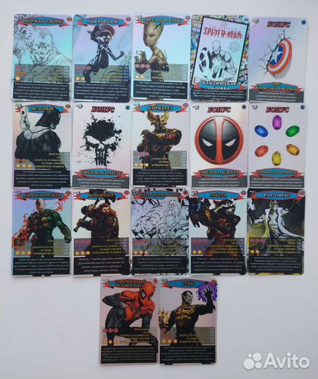 Карточки Человек-паук герои и злодеи Мстители