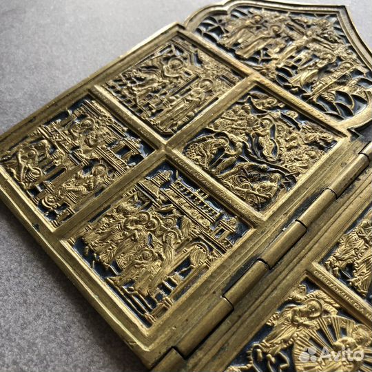 Икона складень Праздники. 2 створки. Черная змаль