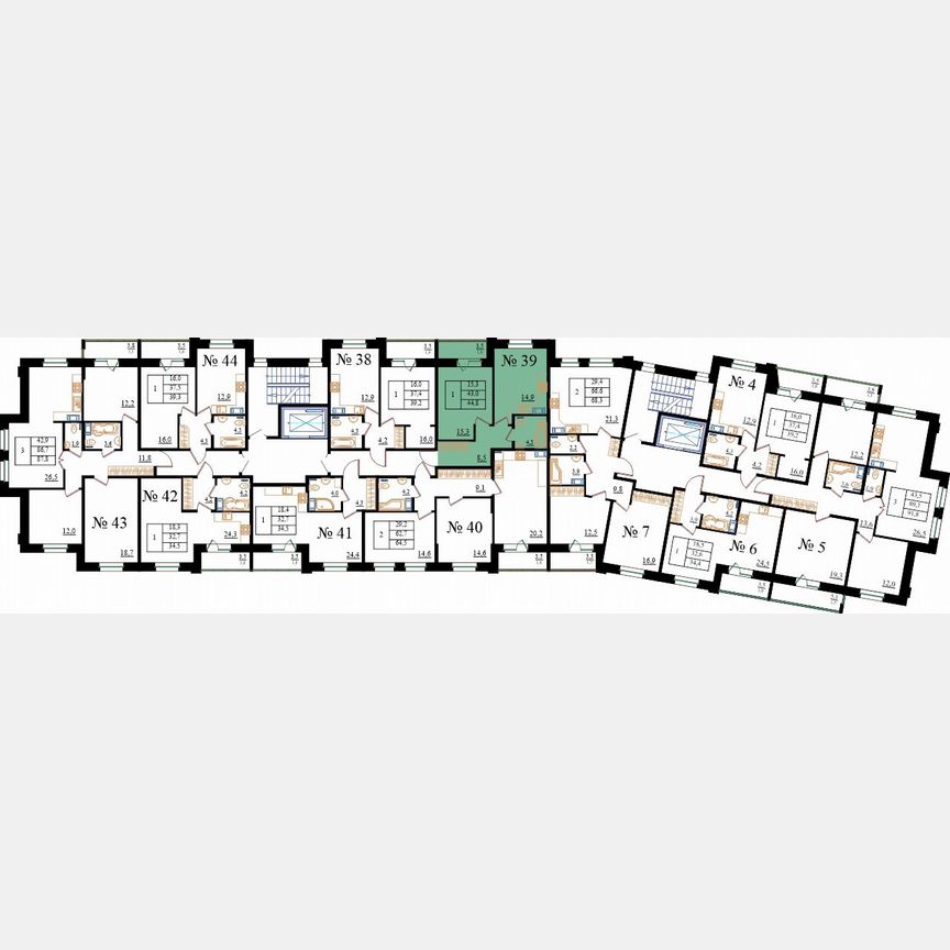 1-к. квартира, 44,8 м², 2/8 эт.