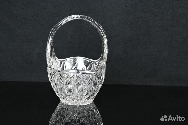 Корзинка стекло конфетница хрусталь СССР 21 см