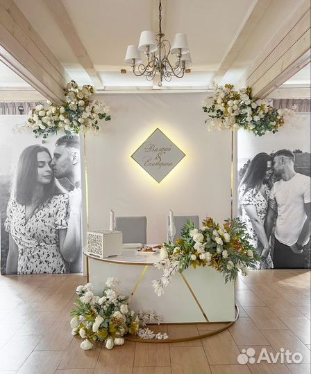 Свадебный декор из цветов фотозона украшение зала