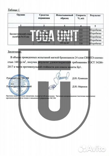 Баллистика (защита) в пятиточник ссо зт-1 Бр1