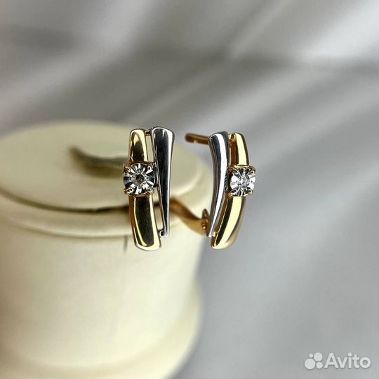 Золотые серьги 585 пробы с бриллиантами золото