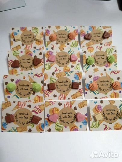 Серьги конфеты шоколадки гвоздики