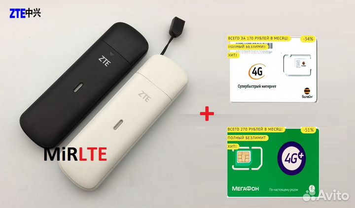 Модем ZTE MF833V 4G+ Симкарта Безлимитный Интернет